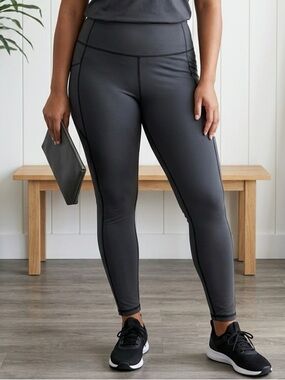 NWOT Any Age Active Women’s Plus Size Black High Rise Tummy Control Leggings- 2X